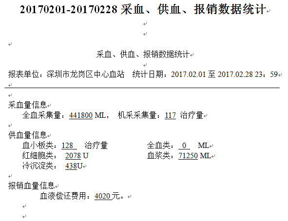 20170201-20170228采血、供血、报销数据统计